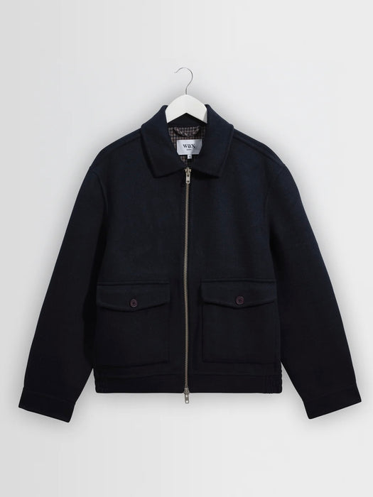 Wax Hamblin Jacket in Double Face Navy Check