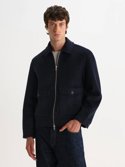 Wax Hamblin Jacket in Double Face Navy Check