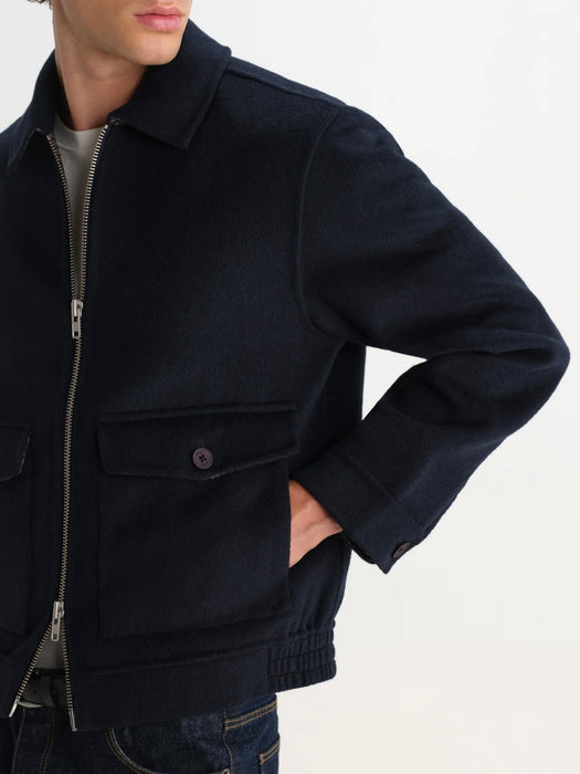 Wax Hamblin Jacket in Double Face Navy Check