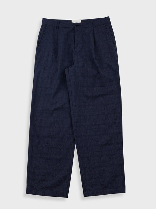 Folk Wide Fit Trouser in Black / Charcoal Stripe