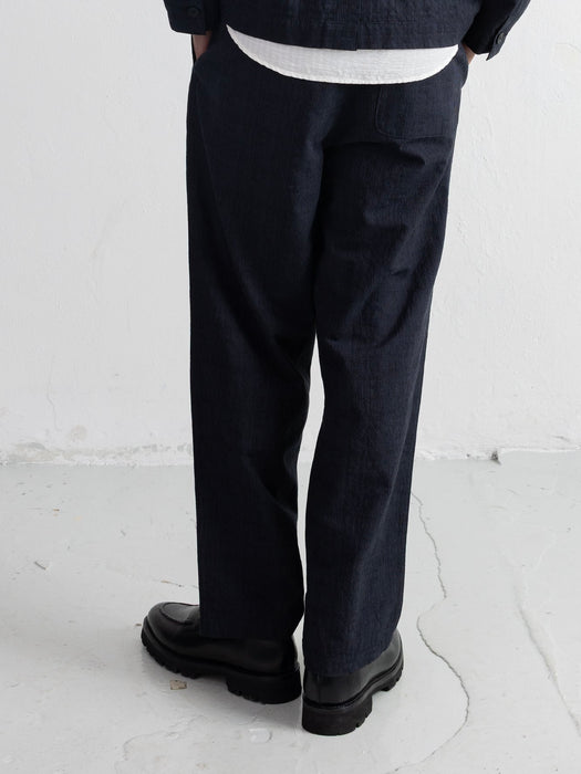 Folk Wide Fit Trouser in Black / Charcoal Stripe