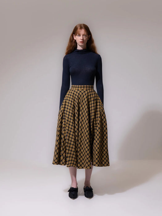 Emin & Paul A-line Skirt in Yellow Check