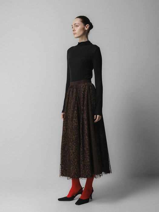 Emin & Paul Layered Skirt in Brown Leopard