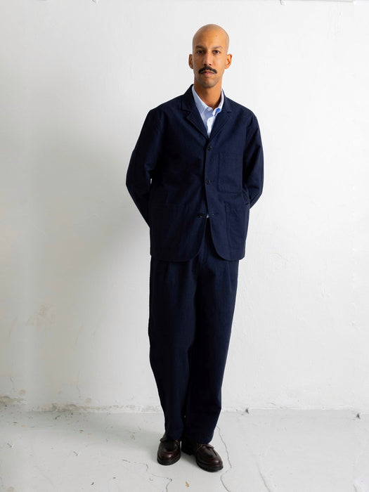 Folk Wide Fit Trouser in Navy LW Moleskin