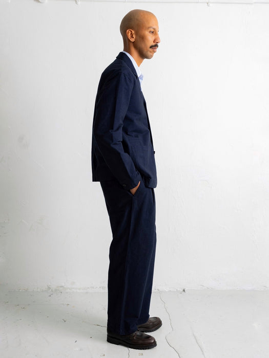Folk Wide Fit Trouser in Navy LW Moleskin
