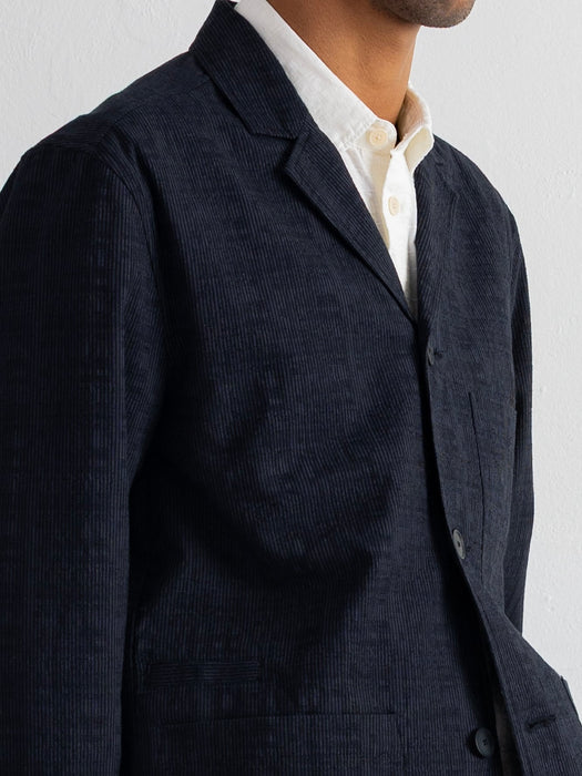 Folk Wide Fit Blazer in Black / Charcoal Stripe