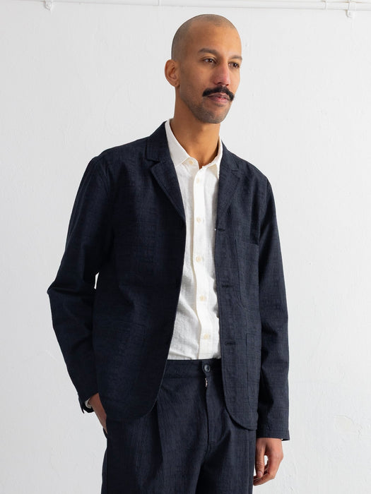 Folk Wide Fit Blazer in Black / Charcoal Stripe