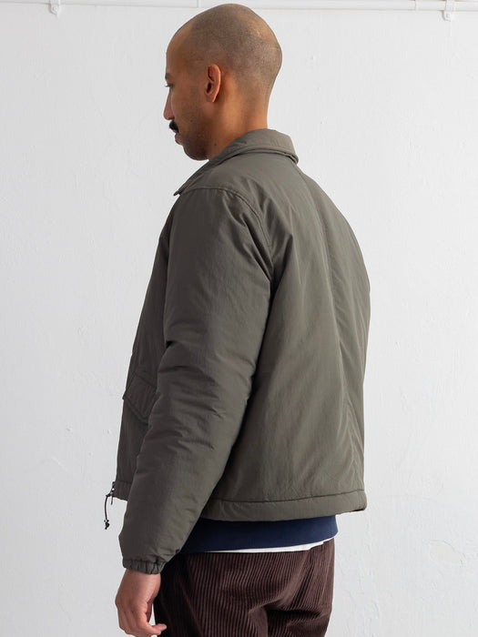 Folk Wadded Bomber in Dark Olive