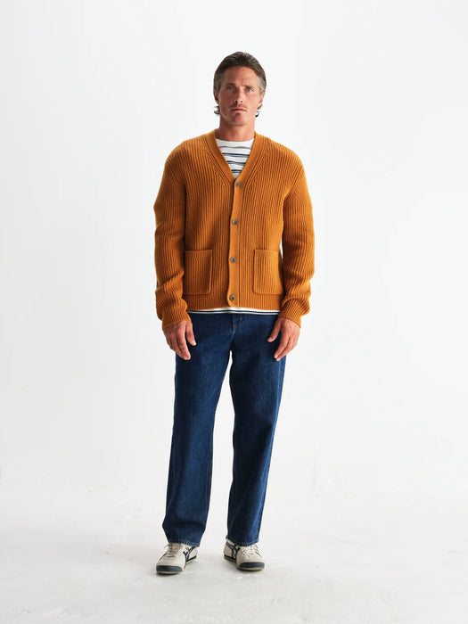 Wax Walker Cardigan in Rib Stitch Ochre