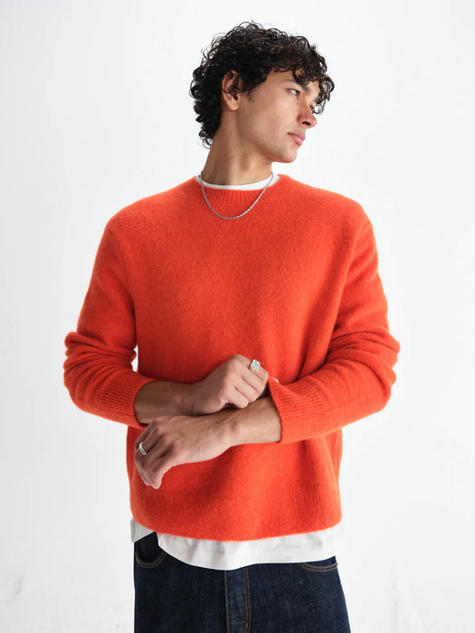 Wax Wilde Fluffy Crew Knit in Orange Blend