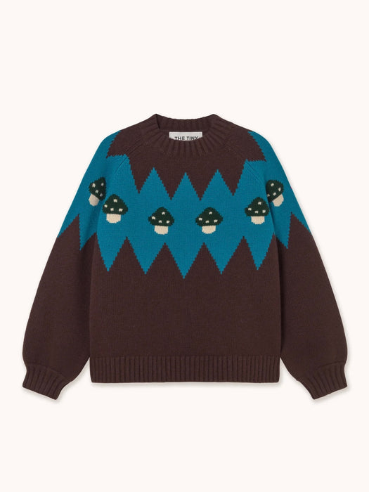 The Tiny Big Sister Mushrooms Sweater in Brown / Blue