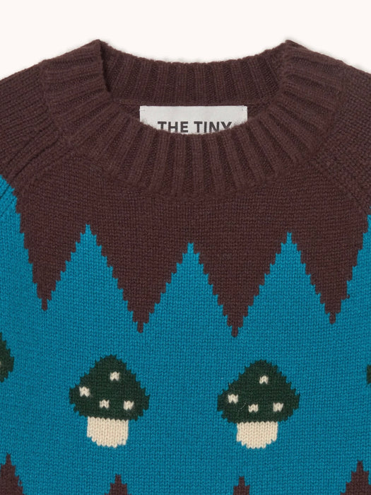 The Tiny Big Sister Mushrooms Sweater in Brown / Blue