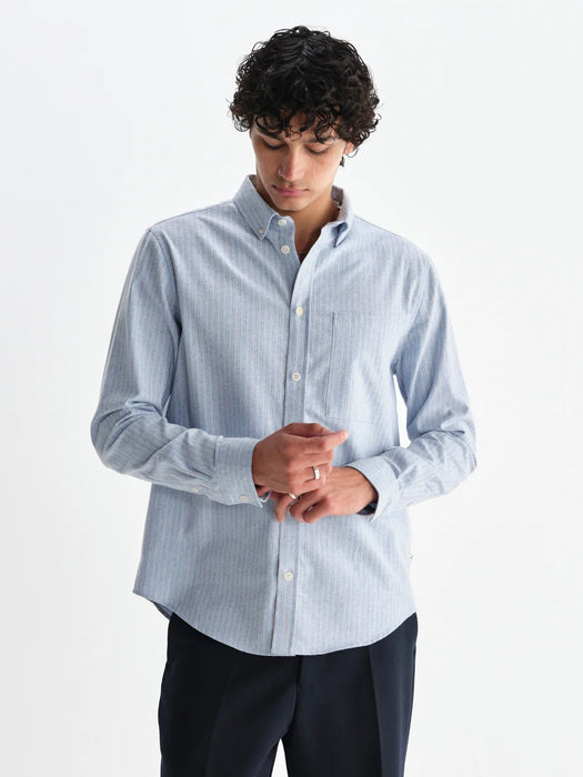 Wax Nolan Abingdon Shirt in Blue Prep Stripe