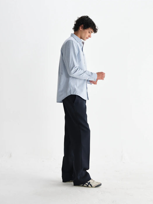 Wax Abingdon Shirt in Halo Blue / Burgundy Stripe