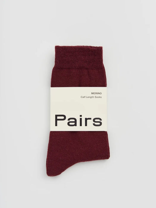 Pairs Merino Socks in Burgundy