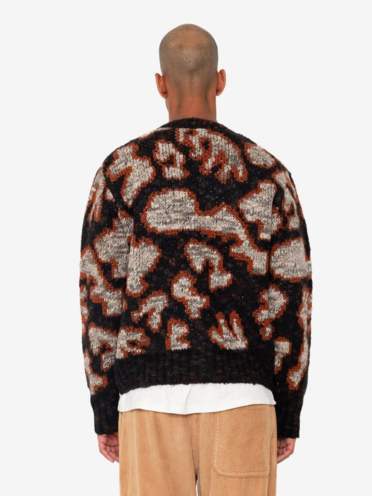 Folk Men Mixed Yarn Cardigan in Espresso Mix