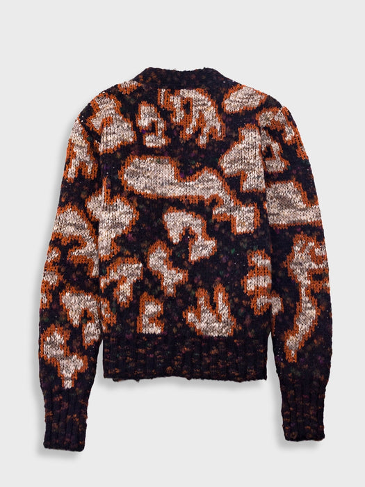 Folk Men Mixed Yarn Cardigan in Espresso Mix