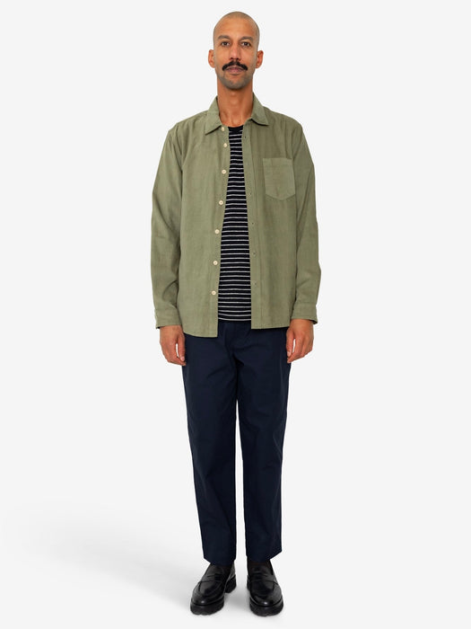 Folk Men Direction Shirt in Olive Babycord