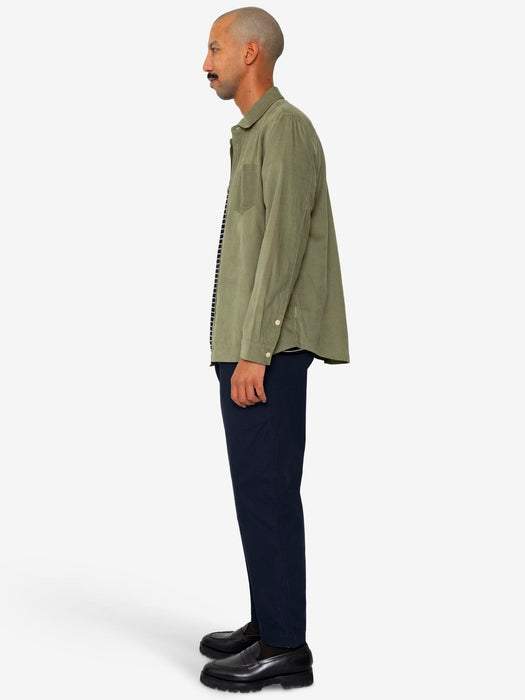 Folk Men Direction Shirt in Olive Babycord