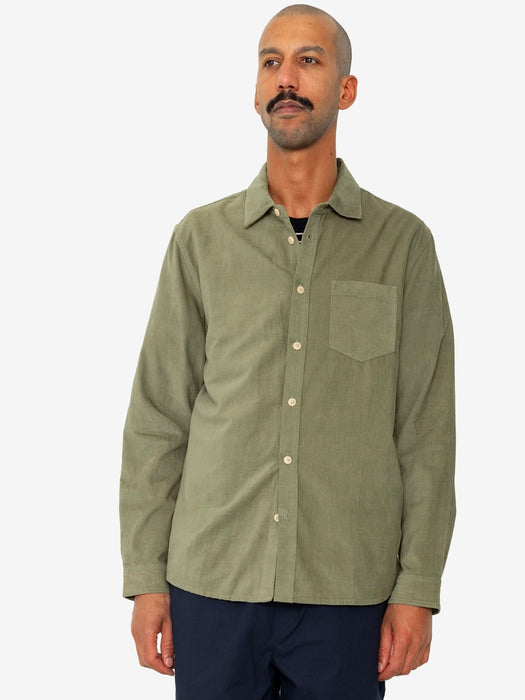 Folk Men Direction Shirt in Olive Babycord