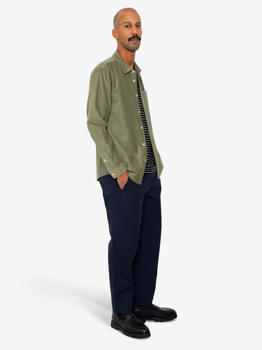 Folk Men Direction Shirt in Olive Babycord
