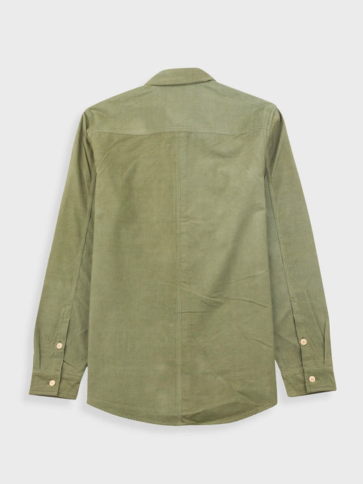 Folk Men Direction Shirt in Olive Babycord