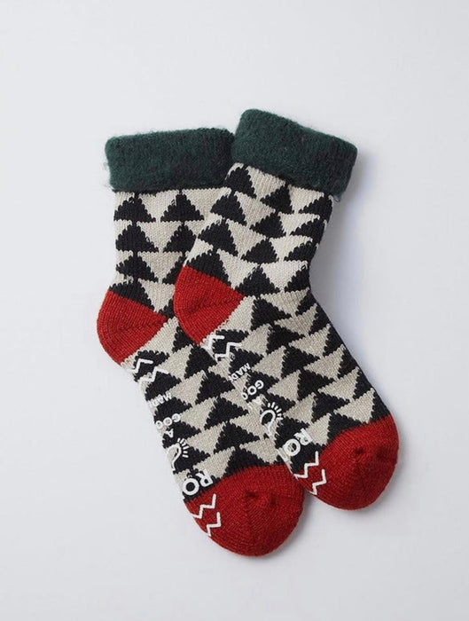 Rototo Comfy Room Socks in Charcoal / Red