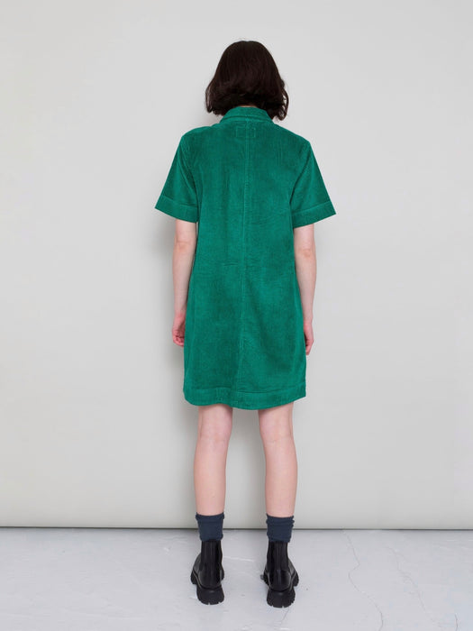 Folk Women A-Line Zip Dress in Emerald Cord