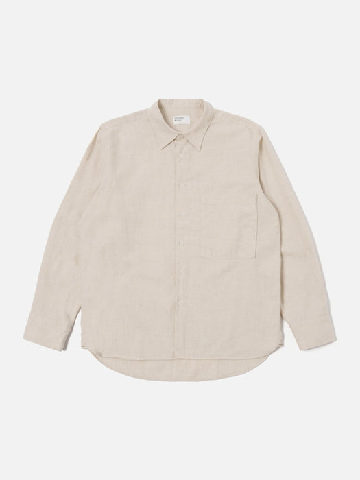 Universal Works Square Pocket Shirt in Sand Flannel