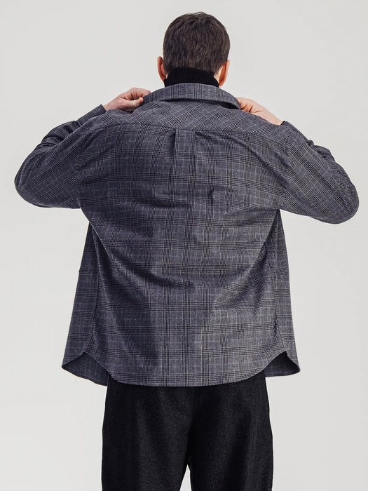 Parages Lisburn Overshirt in Dark Grey Checks