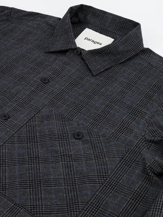 Parages Lisburn Overshirt in Dark Grey Checks