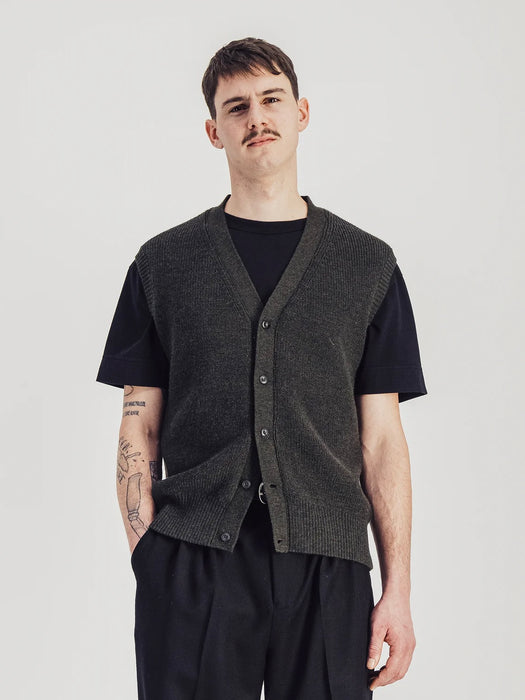 Parages Simon Sleeveless Cardigan in Dark Green