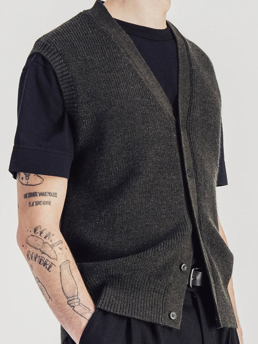 Parages Simon Sleeveless Cardigan in Dark Green