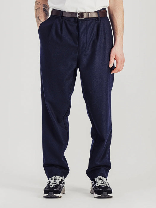 Parages Double Pleat Flannel Pants in Navy