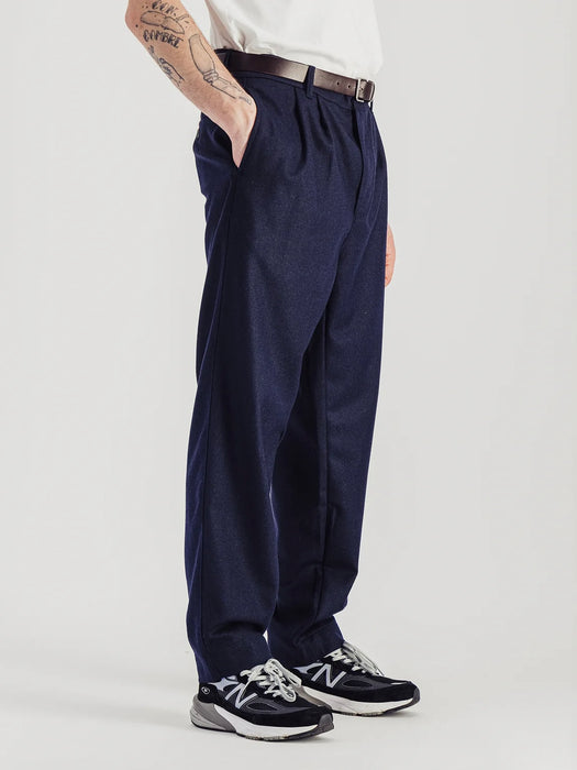 Parages Double Pleat Flannel Pants in Navy
