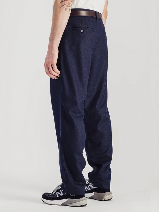 Parages Double Pleat Flannel Pants in Navy