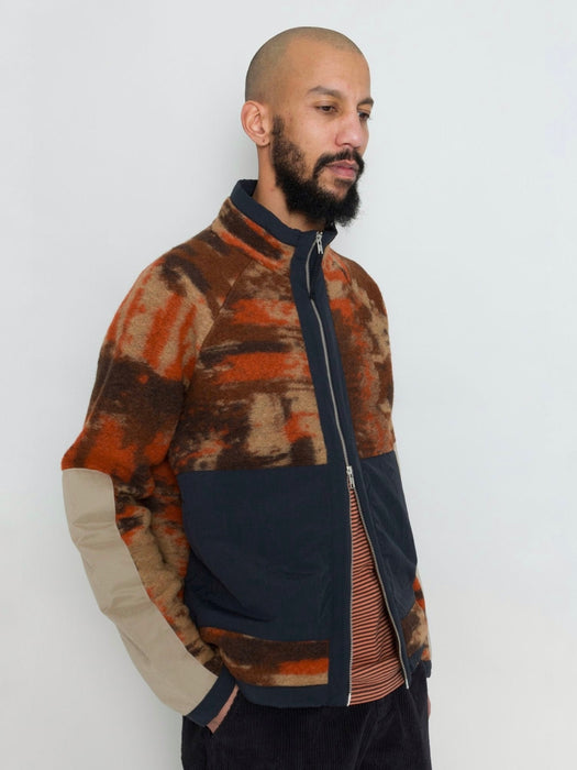 Folk Signal Fleece in Rust Multi Jacquard