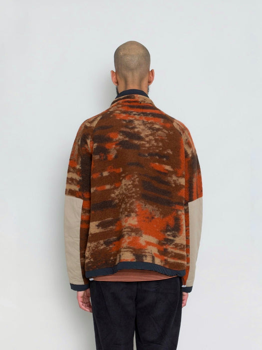 Folk Signal Fleece in Rust Multi Jacquard