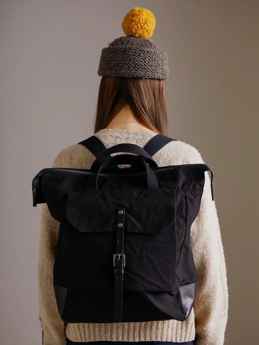 Ally Capellino Frances Rucksack in Black Wax Cotton