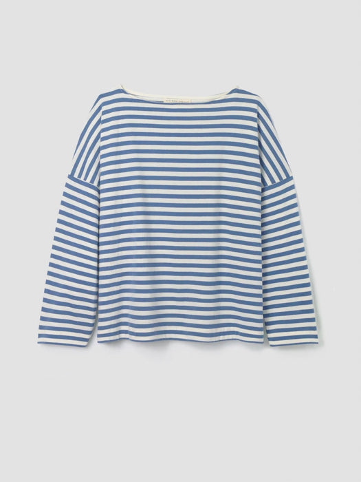 Beaumont Organic Leie-Sue Stripe Top in Pewter / Off-White