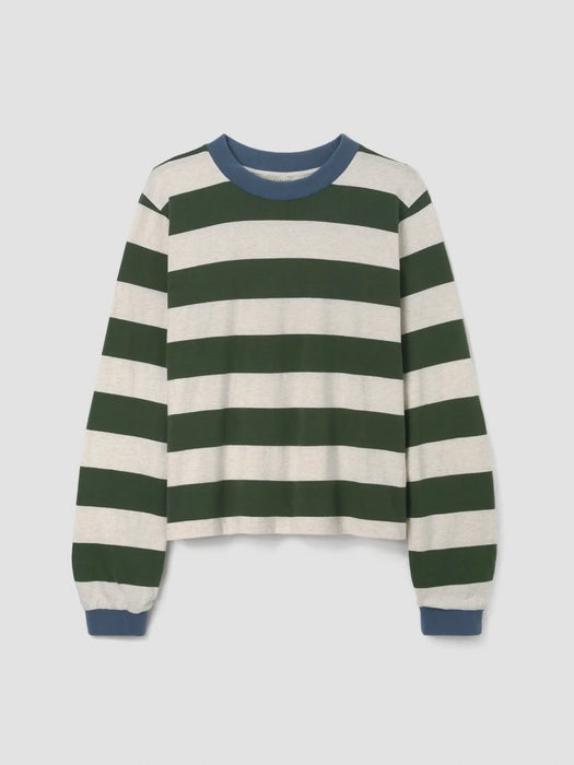 Beaumont Organic Sierra-Sue Stripe Top in Olive / Ecru Marl