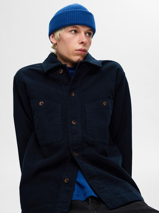 Selected Homme Moleskin Overshirt in Sky Captain