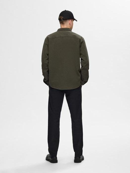 Selected Homme Twill Overshirt in Forest Night