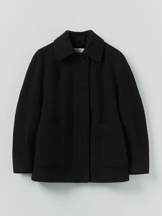Toast Textured Short Coat in Indigo Boiled Wool