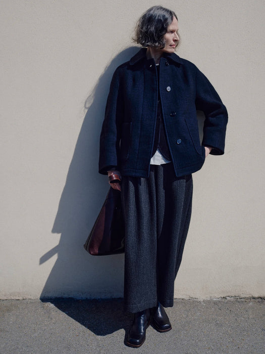 Toast Textured Short Coat in Indigo Boiled Wool