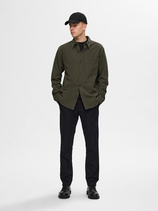 Selected Homme Twill Overshirt in Forest Night