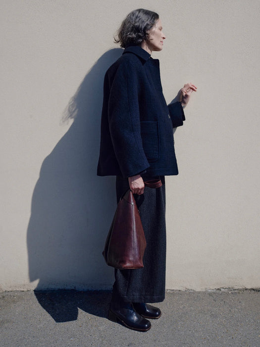 Toast Textured Short Coat in Indigo Boiled Wool