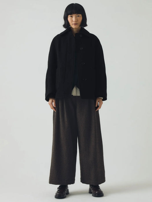 Toast Textured Short Coat in Indigo Boiled Wool