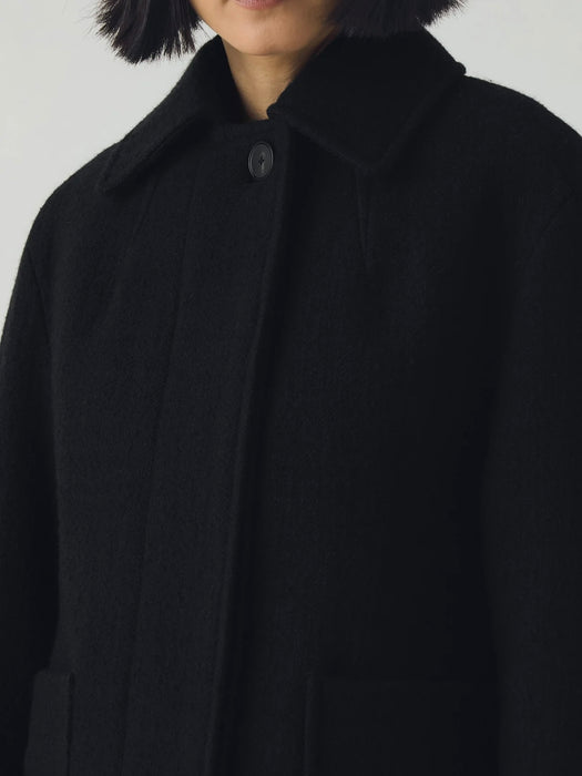 Toast Textured Short Coat in Indigo Boiled Wool