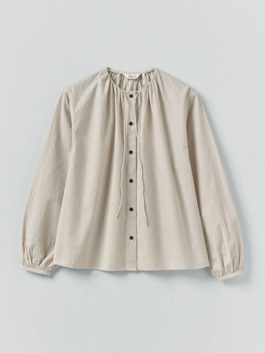 Toast Gathered Neck Shirt in Sunwashed Blue Stripe